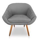 Poltrona Bianca Suede Pés Palito Castanho - Pallazio - Grafite