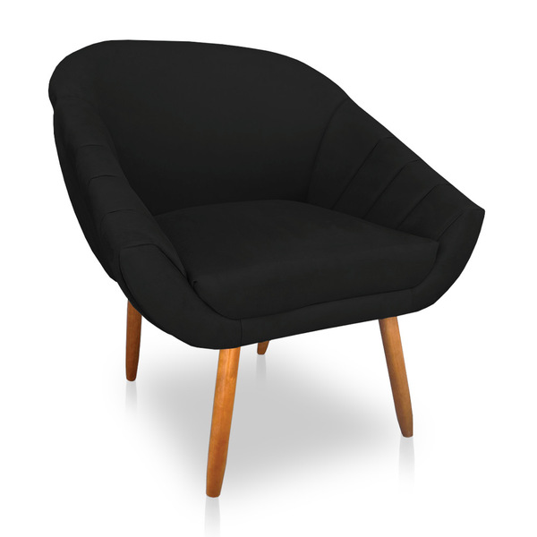 Poltrona Bianca Suede Pés Palito Castanho - Pallazio - Preto