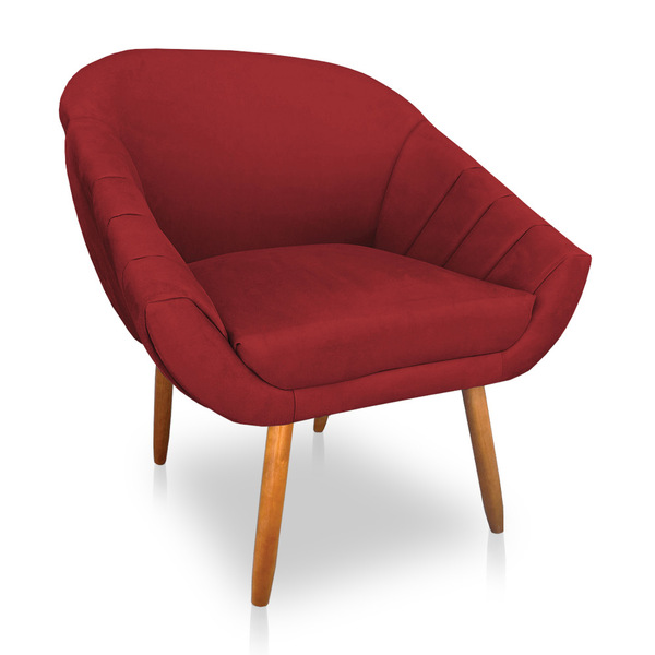 Poltrona Bianca Suede Pés Palito Castanho - Pallazio - Vermel