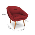 Poltrona Bianca Suede Pés Palito Castanho - Pallazio - Vermel