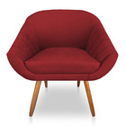 Poltrona Bianca Suede Vermelho Pés Palito Castanho - Pallazio