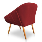 Poltrona Bianca Suede Vermelho Pés Palito Castanho - Pallazio