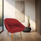 Poltrona Bianca Suede Vermelho Pés Palito Castanho - Pallazio