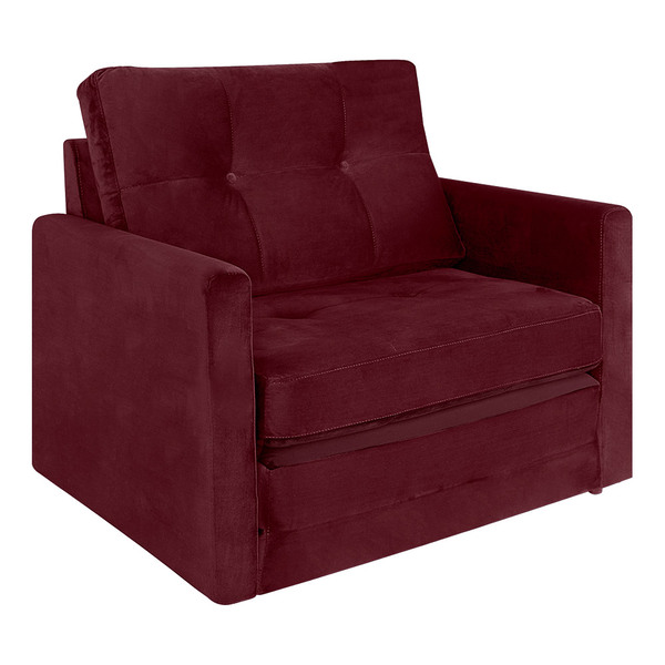 Poltrona Boston Veludo Pés Plástico Preto - D'rossi - Vinho