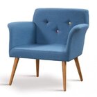 Poltrona Botonê Base Palito Chaplin Daf Mobiliário Azul Jeans