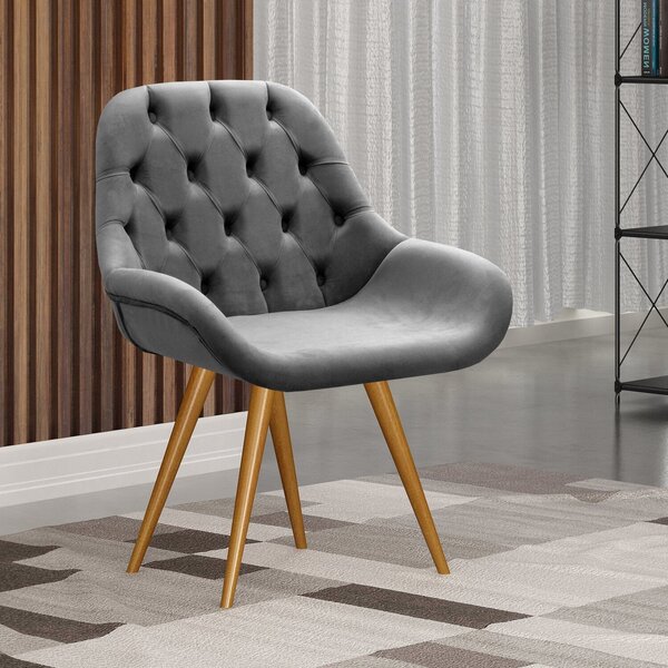 Poltrona Botonê Pé Palito Cadeira Decorativa Sala, Escritório