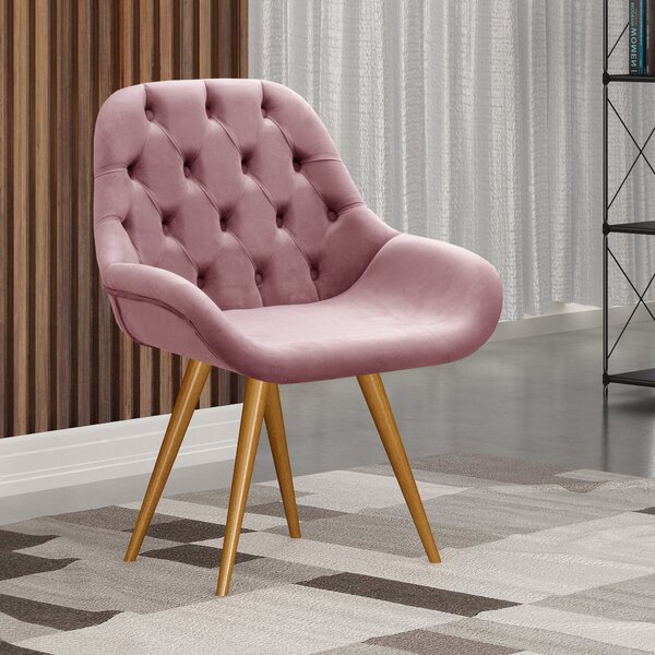 Poltrona Botonê Pé Palito Cadeira Decorativa Sala, Escritório