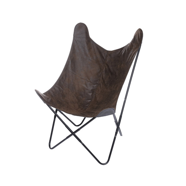 Poltrona Boxbit Butterfly Retro Marrom Base Metal Pintura Pre