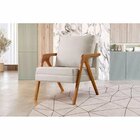 Poltrona Braço De Madeira Mona Linho Nude