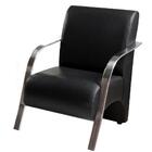 Poltrona Braços Alumínio Vênus Courino Preto
