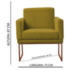 Poltrona Brasil Suede Amarelo Base Bronze Bnn Decor