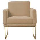 Poltrona Brasil Suede Bege Base Dourado Bnn Decor