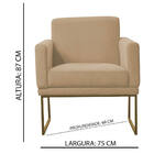 Poltrona Brasil Suede Bege Base Dourado Bnn Decor