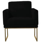 Poltrona Brasil Suede Preto Base Dourado Bnn Decor