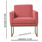 Poltrona Brasil Suede Rose Base Dourado Bnn Decor