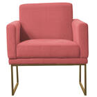 Poltrona Brasil Suede Rose Base Dourado Bnn Decor