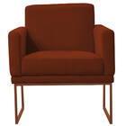 Poltrona Brasil Suede Telha Base Bronze Bnn Decor