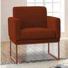 Poltrona Brasil Suede Telha Base Bronze Bnn Decor