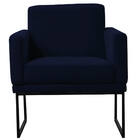 Poltrona Brasil Veludo Azul Marinho Base Preto Bnn Decor