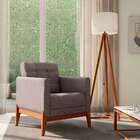 Poltrona Brooks Linho Cinza E Amêndoa