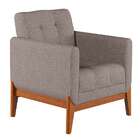 Poltrona Brooks Linho Cinza E Amêndoa