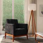 Poltrona Brooks Veludo Preta E Amêndoa