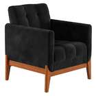 Poltrona Brooks Veludo Preta E Amêndoa