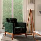 Poltrona Brooks Veludo Verde E Amêndoa