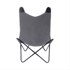 Poltrona Butterfly Pu Canvas Cinza Em Base De Metal - Or Desi