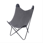 Poltrona Butterfly Pu Canvas Cinza Em Base De Metal - Or Desi