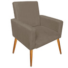 Poltrona Cadeira  Decorativa Pés Madeira Suede Cappuccino