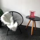 Poltrona Cadeira Acapulco Com Manta Pelúcia Pelego Marrom/ Br