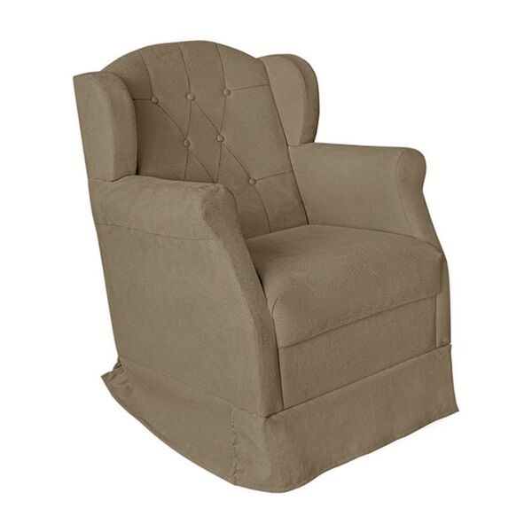 Poltrona Cadeira Amamentação Balanço Conforto Suede Manuela B