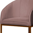 Poltrona Cadeira Banqueta Mia Base Bronze Veludo Rosê- Montan