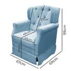 Poltrona Cadeira De Amamentação Balanço + Puff Azul