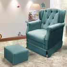 Poltrona Cadeira De Amamentação Balanço + Puff Ternura Veludo