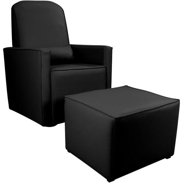 Poltrona Cadeira De Amamentação Balanço E Puff Annecy Preto