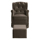 Poltrona Cadeira De Amamentação Balanço E Puff Ternura Suede