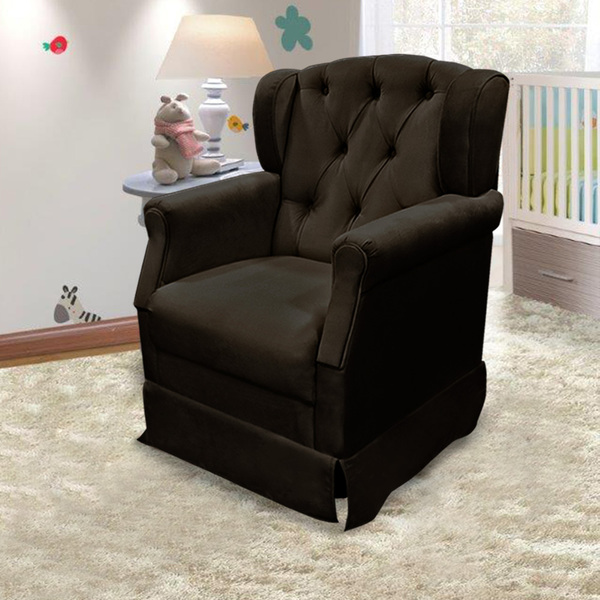 Poltrona Cadeira De Amamentação Balanço Ternura Suede Marrom
