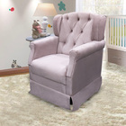 Poltrona Cadeira De Amamentação Balanço Ternura Veludo Rosê -