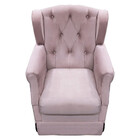 Poltrona Cadeira De Amamentação Balanço Ternura Veludo Rosê -