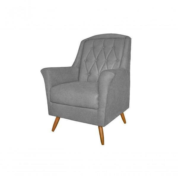 Poltrona Cadeira De Amamentação Pés Fixos Alice Suede Cinza