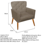 Poltrona Cadeira Decorativa Ana Suede Cappuccino Pés Palito C