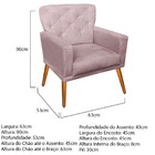 Poltrona Cadeira Decorativa Ana Veludo Rosé Pes Palito Castan