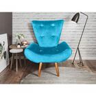Poltrona Cadeira Decorativa Ane Sala Recepção Suede Azul