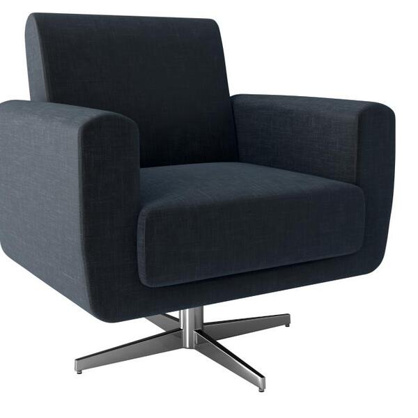 Poltrona Cadeira Decorativa Base Giratória De Metal Bruna Mat