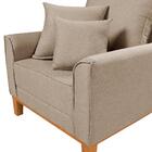 Poltrona Cadeira Decorativa Beny Base Madeira Linho Bege