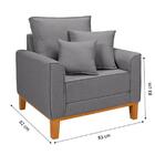 Poltrona Cadeira Decorativa Beny Base Madeira Linho Cinza Cla