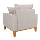 Poltrona Cadeira Decorativa Beny Base Madeira Linho Cru