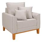 Poltrona Cadeira Decorativa Beny Base Madeira Linho Cru